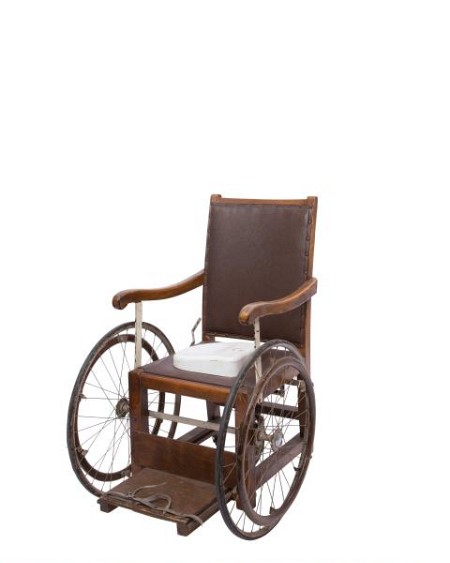 Period wood leather wheelchair